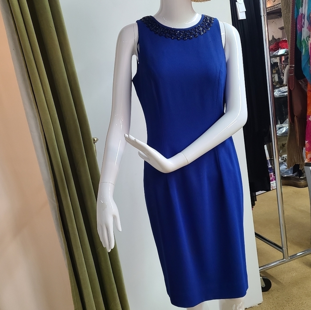 Liz Claiborne Beaded Embellished Collar Sleeveless Dress Size 6